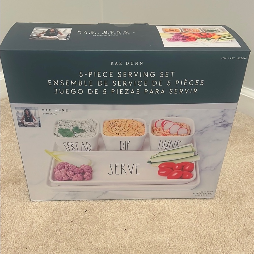 Rae Dunn White 5-Piece Serveware Set